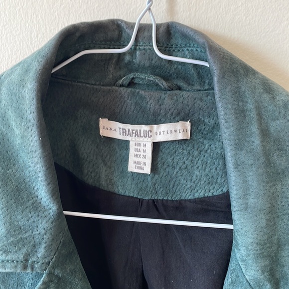 Zara Dark Green Leather Jacket - Picture 3 of 5